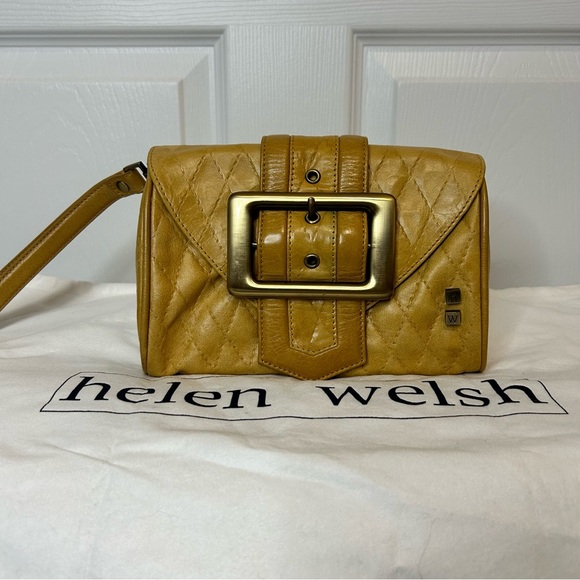 Helen Welsh Mustard Leather Front Buckle Clutch - Picture 1 of 8